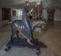 Christ on the palm donkey, detail, wooden figure from around 1880, Dominican convent in