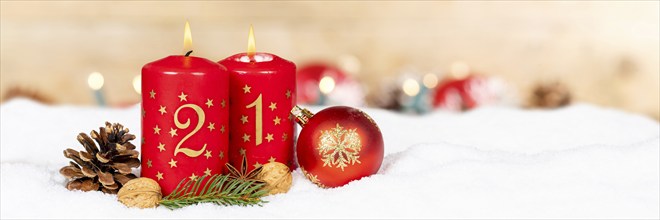 Second 2nd Advent with candle Christmas decoration Christmas decoration Christmas card for