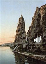 The Bayard Rock, Dinant, Belgium, ca 1895, Historical, digitally restored reproduction from a 19th