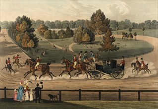 Carriage, His Majesty King George IV as a traveller, view of Hyde Park, 1821, Historic, digitally