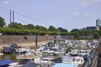 Rhine knee bridge and marina Düsseldorf, state capital, independent city, North Rhine-Westphalia,