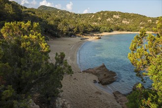 Lonely beach with granite rocks, Spiaggia Poltu Ittellu, Capo Ceraso, near Olbia, Sardinia, Italy,