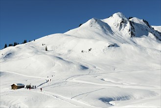 Snow-covered mountain landscape, Damüls, Bregenzerwald, Vorarlberg, Austria, Europe