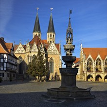 Altstadtmarkt, the central square of the Altstadt district, traditional island, Braunschweig, Lower