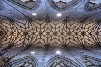 Late Gothic ribbed vault from the Heilig-Kreuz-Münster, 15th century, Rottweil, Baden-Württemberg,