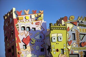 Happy Rizzi House, designed by the artist James Rizzi in pop art paintings, detail of the façade,