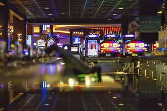 Las Vegas, Nevada-March 10, 2017: Casino machines in the entertainment area at night