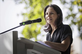 Annalena Bärbock (Bündnis 90/Die Grünen), Federal Foreign Minister, pictured at a commemorative