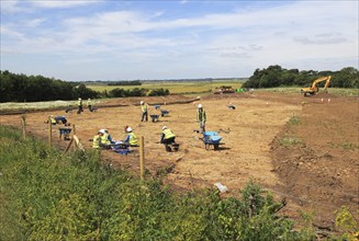 Archeological excavations during summer 2017 at Bawdsey, Suffolk, England, UK