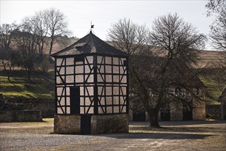 Pigeon tower in the courtyard of Canstein Castle, Canstein Castle, Marsberg, Sauerland, North