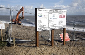 Coastal erosion protection work, Thorpeness, Suffolk, England, United Kingdom, Europe