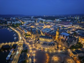 Theatre Square, Court Church, Royal Palace, Brühl's Terrace, Ständehauis on the Elbe, with Augustus