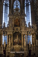 St Mary's Cathedral interior view, the high altar from 1697 in the Gothic choir, Erfurt, Thuringia,