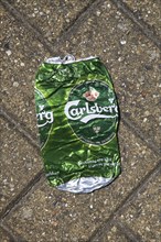 Crushed Carlsberg beer can