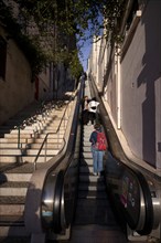 Escalator Escadinhas da Saude, Lisbon, Portugal, Europe