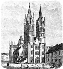 St-Étienne de Caen, Caen, France, double tower, church building in the Christian Middle Ages, 9th