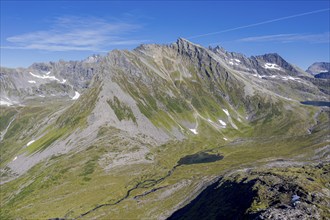 Aerial view of a glacial, u-shaped valley, above Urke at the Hjørundfjord, Norway, Europe