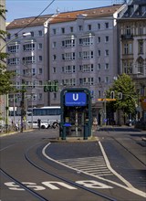 Underground station and tram stop, Oranienburger Tor, Berlin-Friedrichstraße, Berlin, Germany,