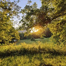 Atmospheric sunset in the Our valley, Gemünd an der Our, Ösling, Islek, Southern Eifel nature park