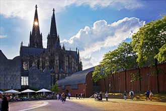 Heinrich-Böll-Platz with Cologne Cathedral and Museum Ludwig, Cologne, Rhineland, North