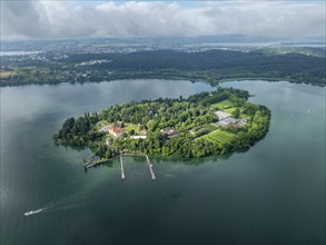 Aerial view of the island of Mainau in Lake Constance, district of Constance, Baden-Württemberg,