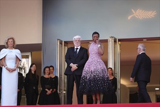 Cannes, France, 25.5.2024: George Lucas and Mellody Hobson at the closing ceremony on the red