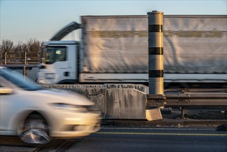 Speed cameras, radar speed monitoring, POLISCAN measuring system, on the A40 motorway, on the