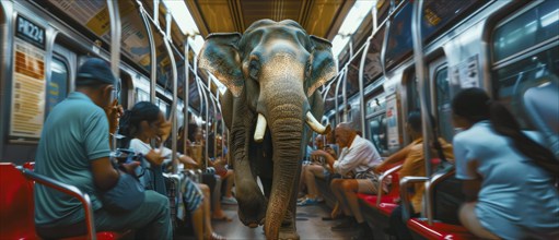 Elephant in the room, a concept of ignoring problems and difficult situations, AI generated