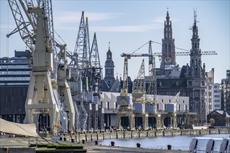 Harbour cranes on the Scheldekai, the world's largest collection of historic cranes, are part of