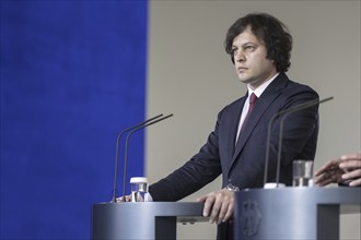 Irakli Kobakhidze, Prime Minister of Georgia, recorded during a joint press conference with Olaf