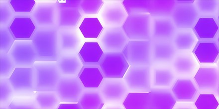 Abstract composition of interlocking magenta hexagons, AI generated