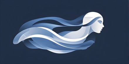 Minimalist illustration as abstract symbol for swimming embodying motion, AI generated