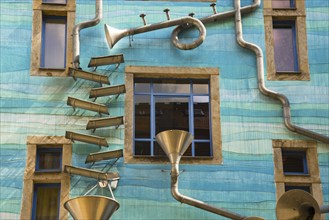 Water flows, Courtyard of the Elements, Kunsthof-Passage, Dresden, Free State of Saxony, Germany,