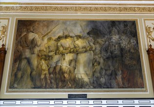 Painting 'Ventas de Indios', 'Selling of Indians' by Fernando Castro Pacheco, Palacio de Gobierno,