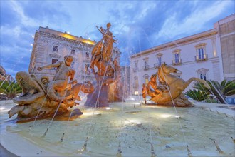 Diana fountain, Ortygia, Syracuse, Sicily, Italy, Europe