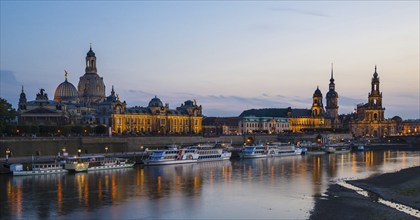 Panorama over the Elbe, from left to right: Academy of Fine Arts, Bruehl's Terrace, Sekundogenitur,