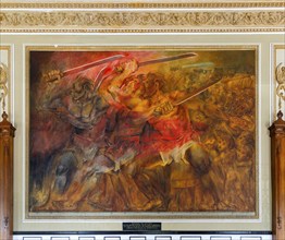 Painting 'Guerra de Castas', ' Caste Wars' by Fernando Castro Pacheco, Palacio de Gobierno, Merida,