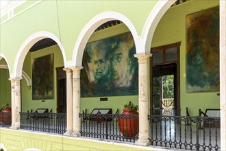 Painting of Agrarian Reform by Fernando Castro Pacheco, Palacio de Gobierno, Merida, Yucatan State,