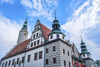 Newly renovated Renaissance town hall on the Ring, the market square, in the Upper Silesian town of