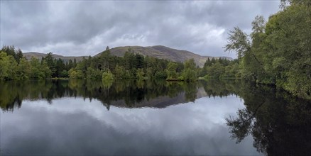 Glencoe Lochan, small loch in rainy weather, Glencoe, Highlands, Scotland, Great Britain