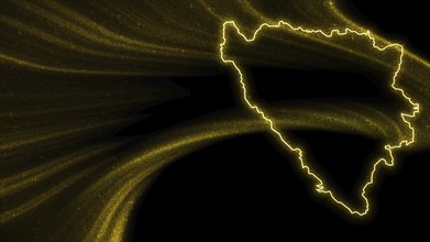 Map of Bosnia and Herzegovina, Gold glitter map on dark background