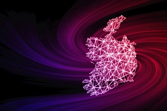 Map of Ireland, Polygonal mesh line map, modern map