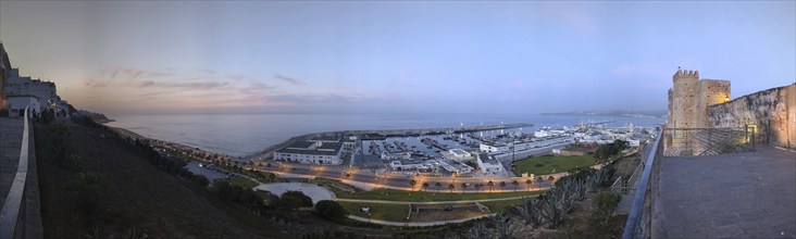 Scenic view from the York castle in Tangier at night, Morocco, Africa