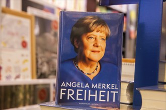 Close-up of Angela Merkel's newly published autobiography entitled FREEDOM