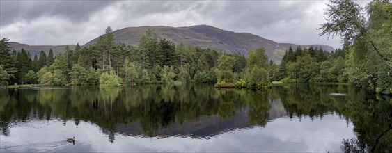 Glencoe Lochan, small loch in rainy weather, Glencoe, Highlands, Scotland, Great Britain