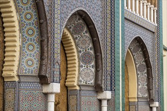 Famous golden main entrance of the Royal Palace in Fes, Morocco, Africa