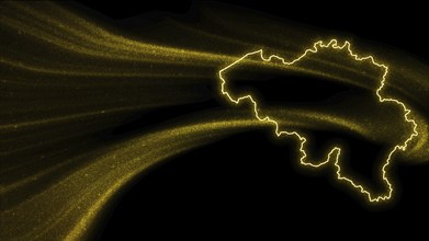 Map of Belgium, Gold glitter map on dark background