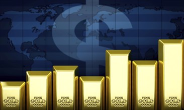 Symbolic image on the topic of gold price, gold market, gold trading, etc