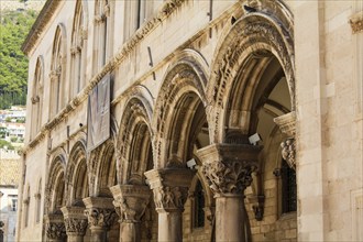 Facade of the famous Rector's Palace in downtown Dubrovnik, Croatia, Europe