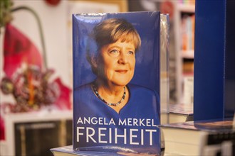 Close-up of Angela Merkel's newly published autobiography entitled FREEDOM